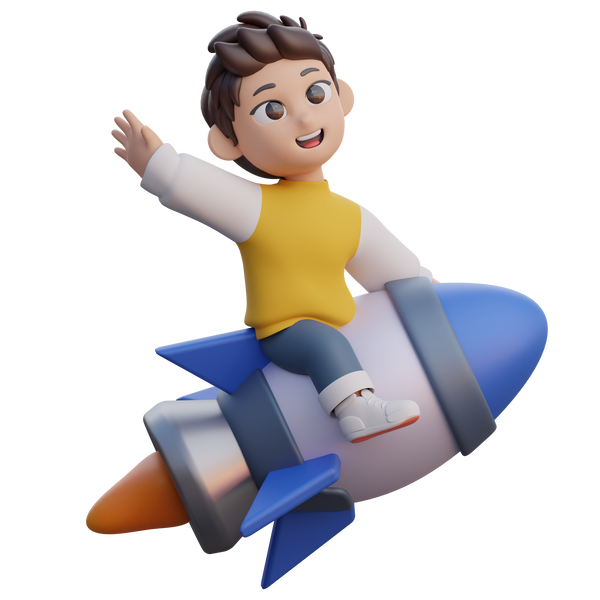 Boy Ride a Rocket 3D Character